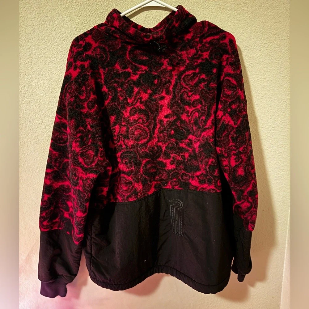 RARE North Face Men's 94 Rage Fleece Pullover Rose Red and Black